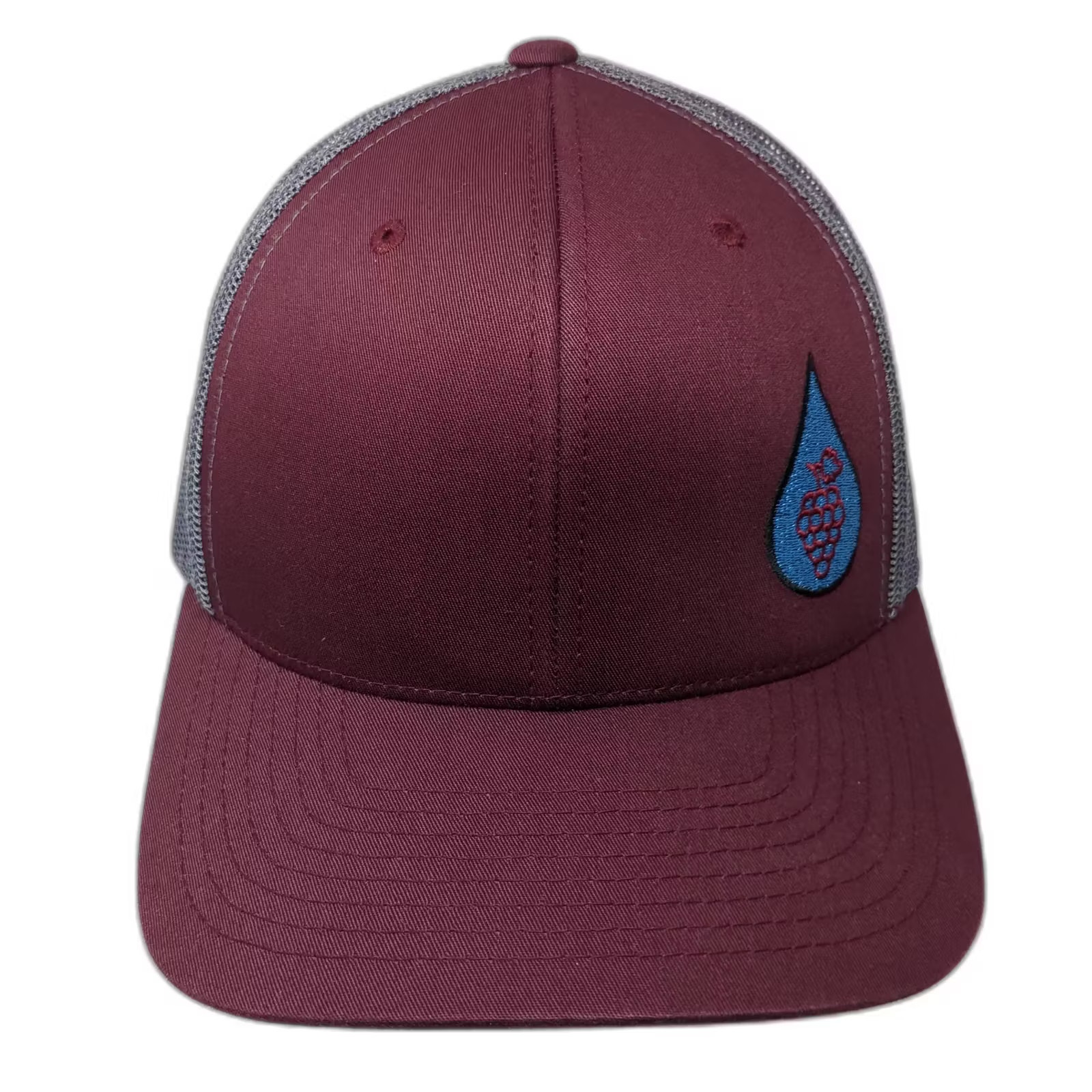 Yupoong Trucker Hat Red Snapback Os Aquair Grapes Mesh Embroidered Adjustable